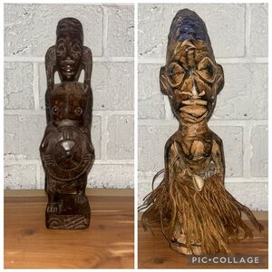 Ere Ibeji Yoruba Figurines, Set Of Two, Sacred Twins, 8-9” Tall Nigerian Female